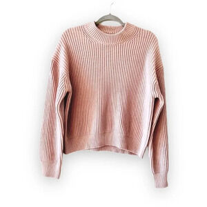 Pistola Taylor Ribbed Cropped Sweater Women’s Size M Tabbed Sleeves‎ Blushing